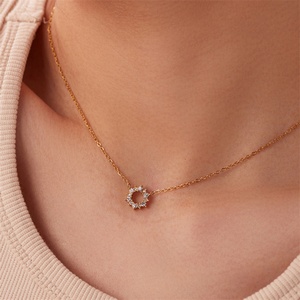 Accesorios de Moda para Mujer, Collares con Colgante Redondo de Cristal Hueco, Chapado en Oro de 18k sobre Acero Inoxidable - Product Image 5