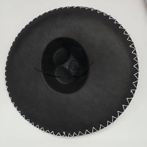 Sombrero Mexicano Negro de Ala Ancha con Lazo Plateado, Sombrero para Fiesta de Halloween, Unisex para Adultos, Tejido, para las Cuatro Estaciones - Product Image 3
