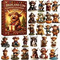 Calendrier de l'Avent 2026 Vache des Highlands – Boîte Mystère 24 Jours de Compte à Rebours – Pendentif Acrylique – Ornement de Sapin de Noël – Cadeau