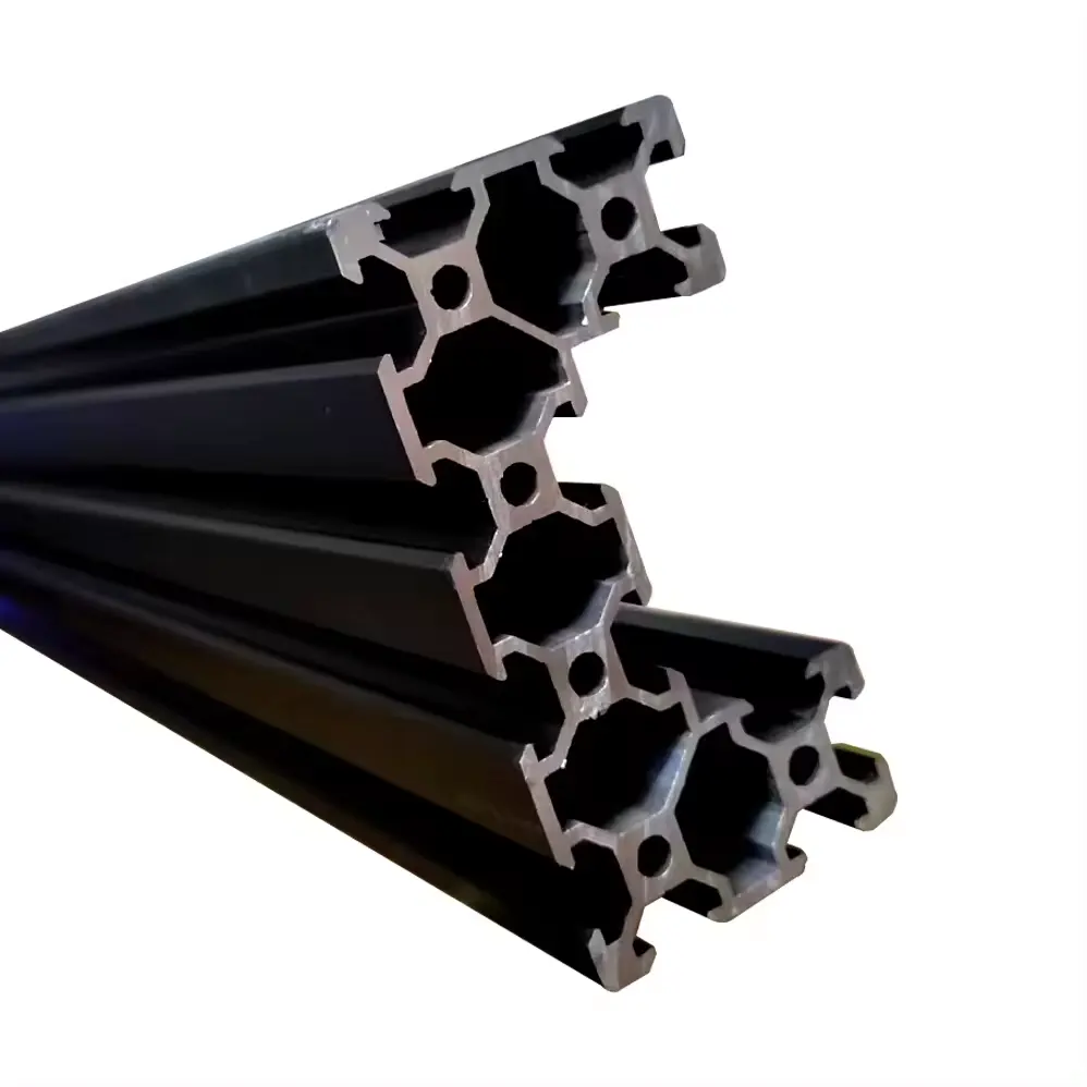 Glissière pour imprimante 3d personnalisée en usine 4080 profilé en aluminium extrudé noir en forme de U à rainure en V 4080