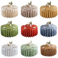 Nappe Ronde Moderne en Satin Velours Imprimé Couleur Unie, Faite à la Main, Lavable, pour Hôtels, Mariages, Événements, Restaurants et Banquets