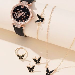 Reloj <span class=keywords><strong>de</strong></span> mujer Simple ocio estrella y luna con <span class=keywords><strong>calendario</strong></span> moda reloj <span class=keywords><strong>de</strong></span> cuarzo pulsera combinación mariposa YuSa160 - Product Image 4