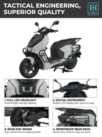 Moto électrique 72V 2000W, scooter électrique haute vitesse 45 km/h avec batterie au plomb-acide 20AH, frein à disque avant et arrière, moto
