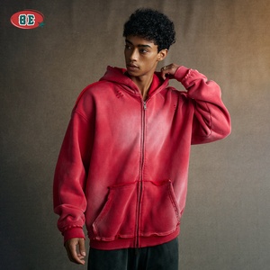 Felpe <span class=keywords><strong>con</strong></span> Zip Oversize Personalizzate 400GSM, Stile Vintage <span class=keywords><strong>con</strong></span> Effetto Lavaggio Acido - Product Image 4