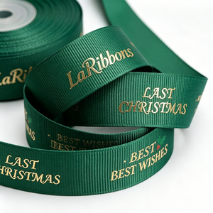 Customised Gold Foil Satin Ribbon Last <b>Christmas</b> Craft Ribbon for <b>Cake</b> Bouquet Gift <b>Box</b> Decoration and Packaging - Product Image 4