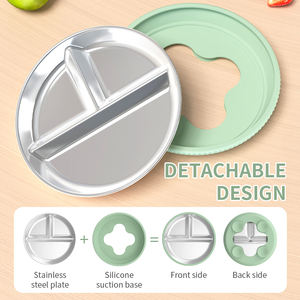 Plateau repas enfant en acier inoxydable avec couvercle en silicone pour la protection de l'environnement domestique, idéal pour bébé - Product Image 3