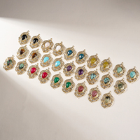 Pendentif en filigrane orné en forme de goutte d'eau, plaqué or 18 carats, avec pierres précieuses naturelles multiples, pour la création de colliers