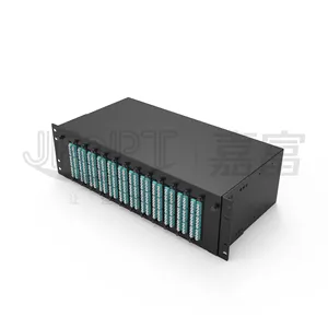 Caja deslizante montada en estante 3U, 144, 288 núcleos, caja de distribución de fibra de alta densidad, panel de parche de fibra modular MPO MTP en blanco