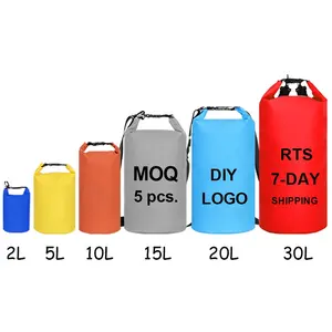 5 Pcs Custom Print Logo RTS 2L 5L 10L 15L 20L 30L Hiking Swim 500D PVC Bolsas Impermeables Ocean Pack Waterproof Dry Bag