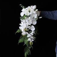 Bouquet de mariée en forme de goutte d'eau, fait main, avec orchidées, papillons, fougères d'asperges, pour séances photo de mariage et en studio - Vente en gros