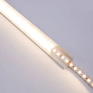 Lampu Kabinet K42 dengan Cob 2835 Strip Led Fleksibel 45 Derajat Saluran Sudut Perumahan Aluminium Paduan Ekstrusi Pencahayaan Profil LED