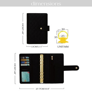 Organiseur de budget A6 matelassé à 6 anneaux dorés, personnalisable et le plus vendu, avec feuille volante, disponible comme classeur à monnaie - Product Image 4