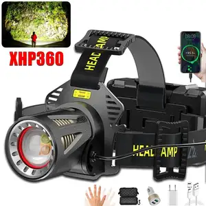 1000 Lumen Waterproof Head Lamp Light Type C 18650 ZOOM XHP360 Powerful LED Induction Headlamp Rechargeable With Power Bank