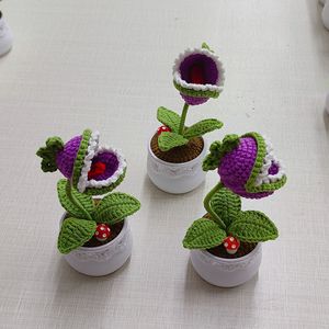 Decorazione per la casa: Fiore <span class=keywords><strong>in</strong></span> <span class=keywords><strong>vaso</strong></span> lavorato a maglia, <span class=keywords><strong>in</strong></span> filato <span class=keywords><strong>di</strong></span> lana, fatto a mano, piccolo, stile naturale, per San Valentino, Pea Zombie, Girasole - Product Image 2