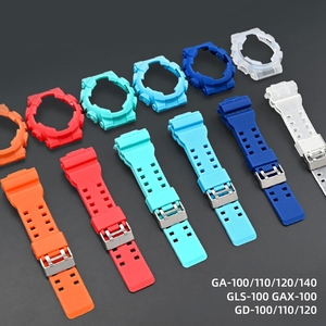 2 en 1 TPU Rubber Band and Protective Watch Cover Kits pour GLS <span class=keywords><strong>100</strong></span> GAX100 <span class=keywords><strong>GA</strong></span> 110 120 140 Soft Rubber Resin Watch Strap - Product Image 2