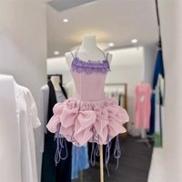 Robe Camisole Sexy pour Femme avec Dentelle et Patchwork, Taille Cintrée et Effet Volumineux