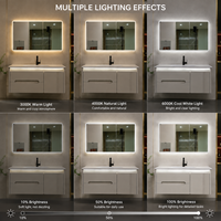 Meuble-lavabo de salle de bain d'hôtel moderne haut de gamme avec miroir LED, unité flottante de luxe, mobilier étanche, design personnalisé