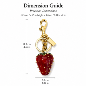 Porte-clés fraise en alliage émaillé, pendentif mignon pour sac, accessoire de sac à main ou de voiture pour femme, cadeau, prêt à expédier - Product Image 4