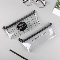 Transparent étanche PVC fermeture éclair sac à crayons Mini école étudiants stylo pochette mallette de rangement