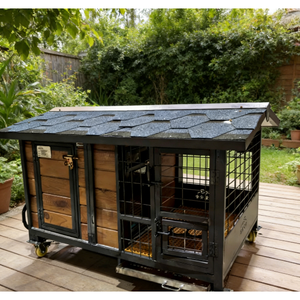 Enclos pour chien à double <span class=keywords><strong>porte</strong></span> pour extérieur - Structure en acier robuste avec espace de course couvert - Product Image 6