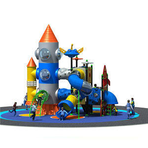 Terrain de jeu extérieur en forme de fusée de grand terrain de jeu extérieur d'enfants d'ODM d'OEM avec les glissières en plastique - Product Image 1