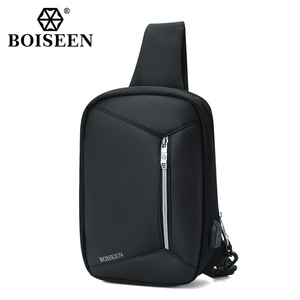 Boiseen Men's Crossbody <b>Backpack</b> Black <b>Large</b> Capacity With Usb Charging Leisure Travel Shoulder Bag - Product Image 1