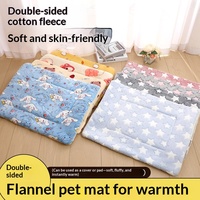 Tapis pour animaux de compagnie en flanelle épaisse double face, chaud, pour chats et chiens, adapté à toutes les saisons, coussin en peluche, motifs d'animaux de dessin animé