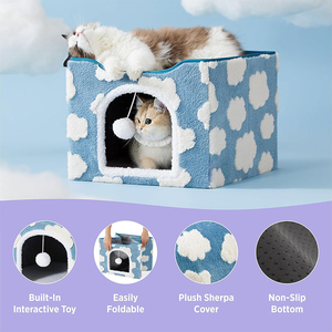 Cuccia Moderna Universale per Cani e Gatti in Tessuto, Pieghevole, a Doppio Strato, Rimovibile, Portatile, Calda per l'Inverno, per Tutte le Stagioni, per Uso Interno ed Esterno - Product Image 4