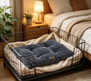 Yangyangpet Dark Grey Flannel Fabric Square Washable <strong>Indestructible</strong> Removable Chew Proof <strong>Dog</strong> <strong>Bed</strong> - Product Image 3