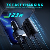Cargador de Coche SUNDA, Superventas, PD de 123W, 3 Puertos USB C, Cargador Rápido para Teléfonos Móviles