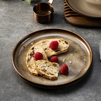 Assiettes de présentation rondes en porcelaine mate marron japonaise YAYU, vente en gros d'usine, pour plats principaux thaïlandais, en céramique, pour restaurants