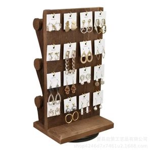 Présentoir à bijoux en bois massif de 17 pouces, organisateur rotatif à 360 degrés pour bracelets et attaches pour cheveux - Product Image 3