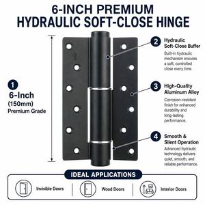 Bisagra de puerta hidráulica de cierre suave de 6 pulgadas de alta resistencia, de aleación de aluminio negro mate, con amortiguación silenciosa, para puertas de madera de hoteles de lujo - Product Image 2