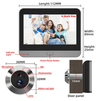 ICam365 Cámara de Seguridad para Puerta con Mirilla WiFi de 3MP para Exteriores, Audio, Detección de Movimiento, Visión Nocturna, Video HD, Pantalla LCD TFT de 4.3 Pulgadas