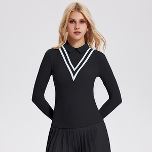 Haute qualité Pickleball Tennis athlétique Sport haut automne à manches longues femmes faux-deux pièces <span class=keywords><strong>Rugby</strong></span> <span class=keywords><strong>Polo</strong></span> - Product Image 6