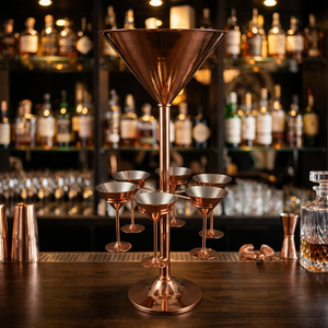 Torre de Martini de Cobre Sólido con 6 Copas de Martini de Cobre y Soporte para Copas. - Product Image 2
