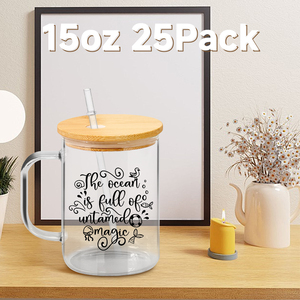 Copo Transparente RTS de 15oz, Caneca de Vidro Clara para Viagem com Alça, Tampa e Canudo para Café - Product Image 5