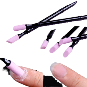 Pousse-cuticules carré en plastique avec embout en caoutchouc dur, outil de soin des ongles UV LED pour manucure à domicile ou en salon - Product Image 4