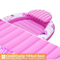Inflable de agua ovalada cama flotante piscina flotante redonda reclinable al aire libre cama de agua tomando el sol espalda reclinable flotador barco