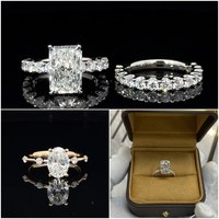 Bague d'éternité en or 10K 14K 18K avec diamants taille émeraude pour mariage