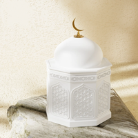 Pot à bougie en béton C&H Ramadan Islam Musulman, récipient à bougie de prière, pot en ciment de mosquée arabe avec couvercle