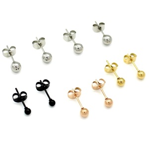Stainless Steel Ball Stud Earrings Gold Rose Gold Black Unisex Fashion Jewelry 6mm <b>Round</b> Bead Ear <b>Posts</b> With Backing - Product Image 1