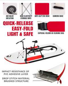 Vélo aquatique pliable léger intégré avec système de propulsion à pédales, cadre intégré résistant à la corrosion, idéal pour la mer - Product Image 4