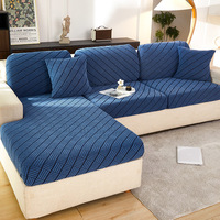 Housse de Canapé Épaisse, Extensible et Élastique en Polaire pour Salon, Chambre, Canapé d'Angle en Forme de L