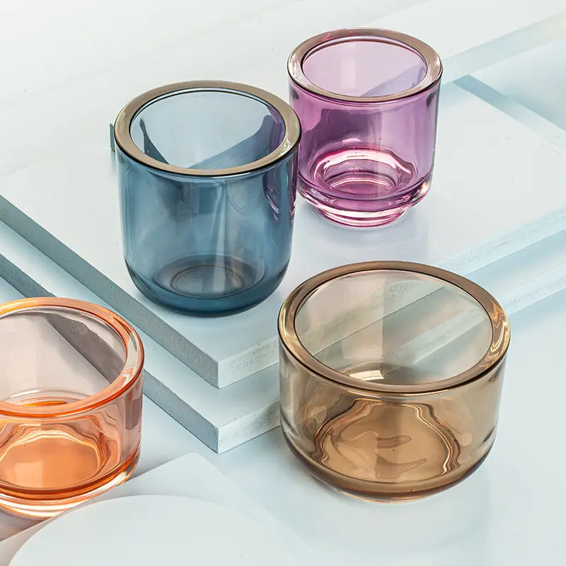 Manufacturer luxury purple color Glass Candle Jars