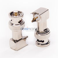 Connecteur BNC mâle nickelé HD 50 ohms à 180 degrés pour montage sur circuit imprimé CCTV