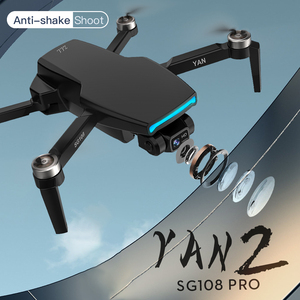 Drone <span class=keywords><strong>SG108</strong></span> <span class=keywords><strong>Pro</strong></span> 4K Ultra HD 5G WiFi GPS RC Quadricoptère Moteur Brushless Caméra à Cardan 2 Axes Pliable Noir Orange - Product Image 2