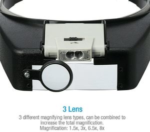 Led Verlichte Hoofdvergrootglas, 2x 4x 6,5x 8,5x Handsfree Verlicht Verlichtend Vergrootglas Voor Het Lezen Van Elektronica Horloge Reparatie - Product Image 5