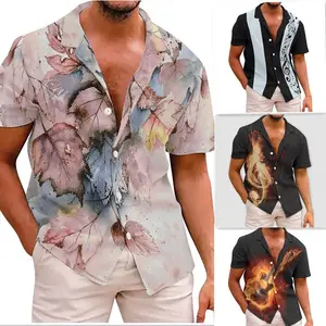 1pcs custom logo wholesale casual Mens Linen Henley Shirts Short Sleeve Casual Summer Beach Plain T Shirt Button Up Tee Tops