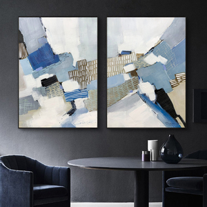 Nuovissimo <span class=keywords><strong>Design</strong></span> JZ Arts, Dipinto a Olio Astratto Moderno Fatto a Mano su Tela, Decorazione per <span class=keywords><strong>Soggiorno</strong></span>, 2 <span class=keywords><strong>Quadri</strong></span> con Cornice Originale - Product Image 5